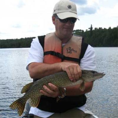 father and son fishing northern pike Ontario